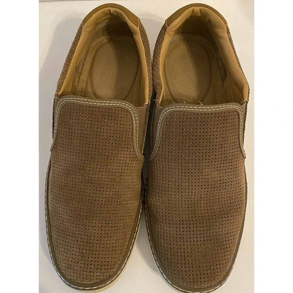 Joseph Abboud Mens Loafers Perforated Brown Suede Slip On Shoes - Picture 7 of 8
